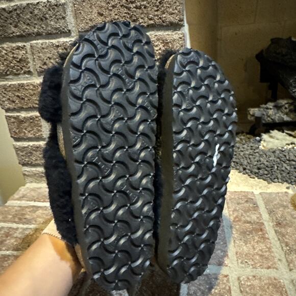 BIRKENSTOCK Papillio Daytona Shearling Teddy Sandals Black 37 / 6 US - Picture 9 of 16